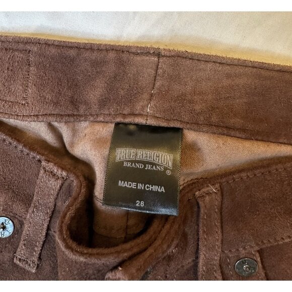True Religion Women's Casey Lamb Leather Suede Skinny Pants Brown 28 M - Picture 4 of 10